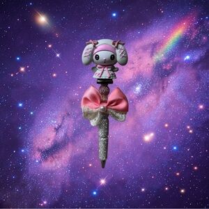 Pink Bunny Charm Kids Pen with Bow